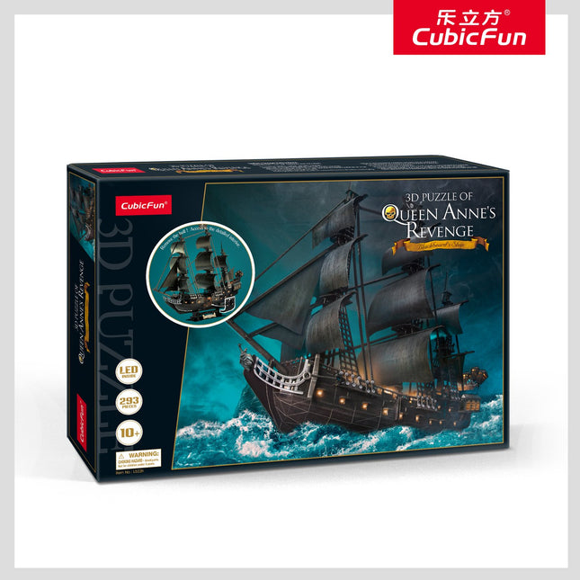 3D Puzzle with LED Lighting, Queen Anne's Revenge Design