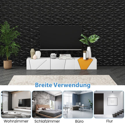 3D Wall Panels, Black PVC, 50 Pack, 30x30 cm, 4.5m² Coverage