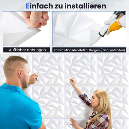 3D Wall Panels, Diamond Pattern, 20 Pack, 5m² Coverage