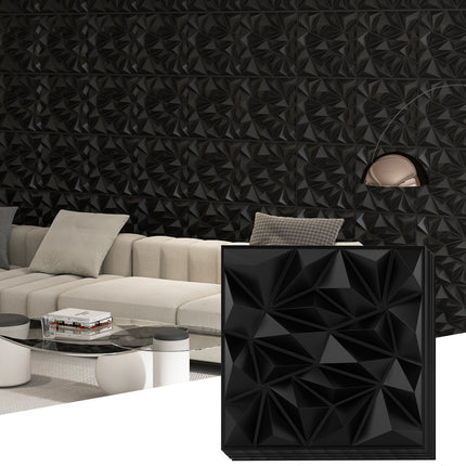 3D Wall Panels, Diamond Pattern, Black, 5m² Coverage