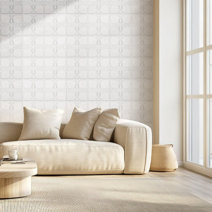 3D Wall Panels, PVC Floral Tiles, Matte White 33-Pack