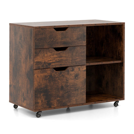 3-Drawer File Cabinet With Adjustable Shelf, Locking Wheels
