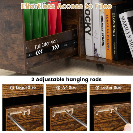 3-Drawer File Cabinet With Adjustable Shelf, Locking Wheels