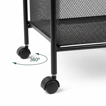 3-Drawer Rolling Storage Cart – Metal Frame, Mesh Sides