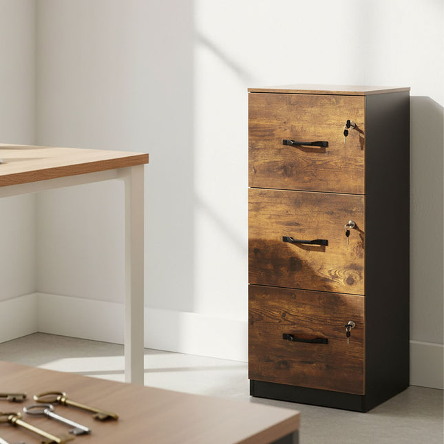 3-Drawer Vertical Hanging File Cabinet, Lockable