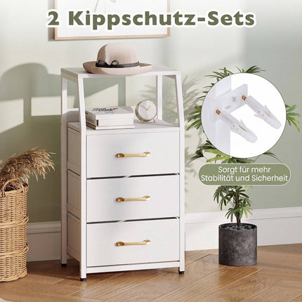 3-Drawer Vertical Storage Dresser with Fabric Drawers