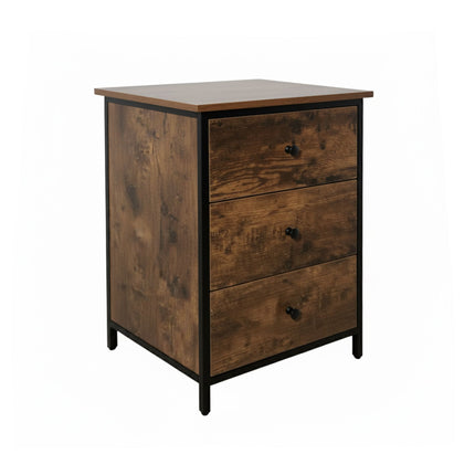 3-Drawer Wood-Effect Bedside Table with Storage