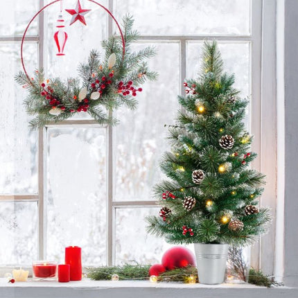 3 Ft Tabletop Christmas Tree, Battery LED, Metal Base