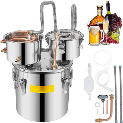 3 Gal Stainless Steel Alcohol Still Kit, Pump, Thermometer
