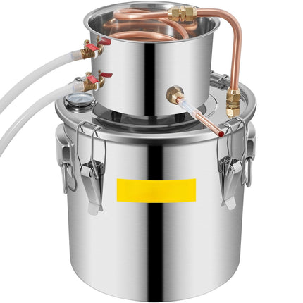 3 Gallon Alcohol Still Kit, Stainless Steel, Copper Coil, Thermometer