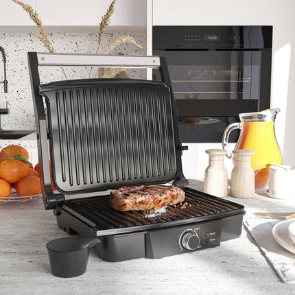 3-in-1 non-stick contact grill, 2000W, with adjustable thermostat