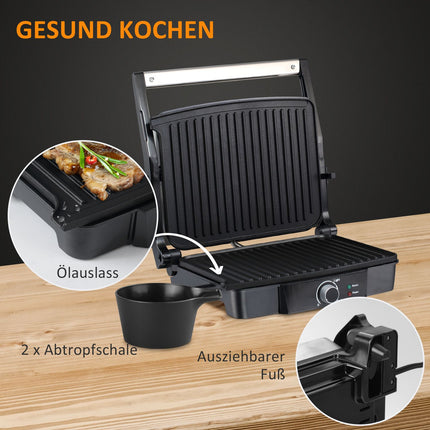 3-in-1 non-stick contact grill, 2000W, with adjustable thermostat