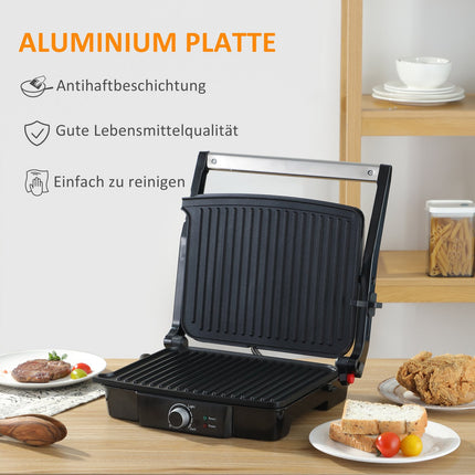 3-in-1 non-stick contact grill, 2000W, with adjustable thermostat