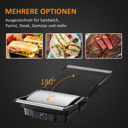 3-in-1 non-stick contact grill, 2000W, with adjustable thermostat