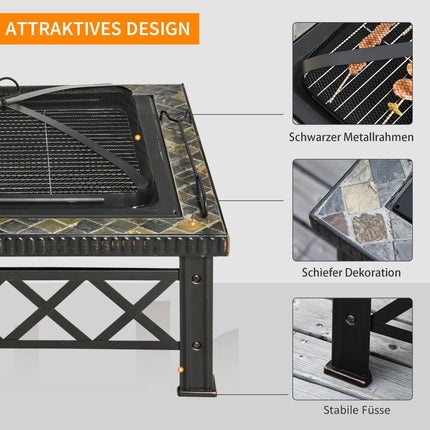 Fire bowl & pit with grill, spark guard, ice bucket