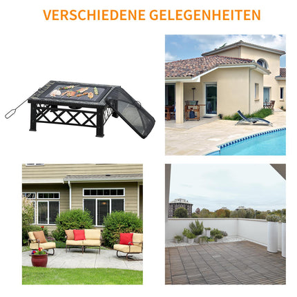 Fire bowl & pit with grill, spark guard, ice bucket