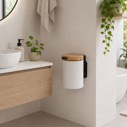 3L Wall-Mounted Cosmetic Bin with Bamboo Lid