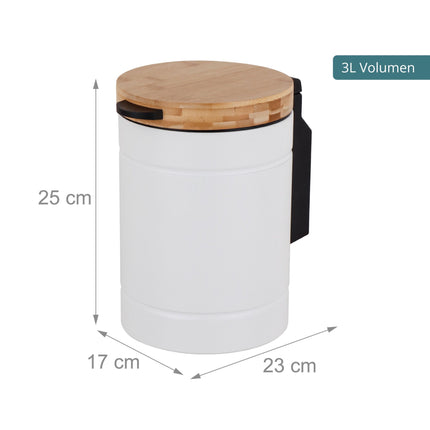 3L Wall-Mounted Cosmetic Bin with Bamboo Lid