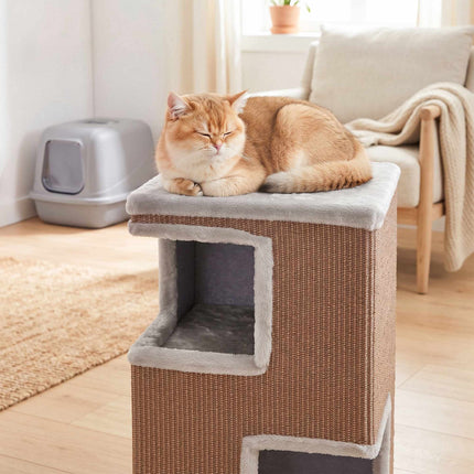 3-Level Cat Tower with Sisal Scratch Surfaces, 2 Hideouts