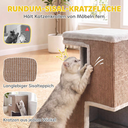 3-Level Cat Tower with Sisal Scratch Surfaces, 2 Hideouts