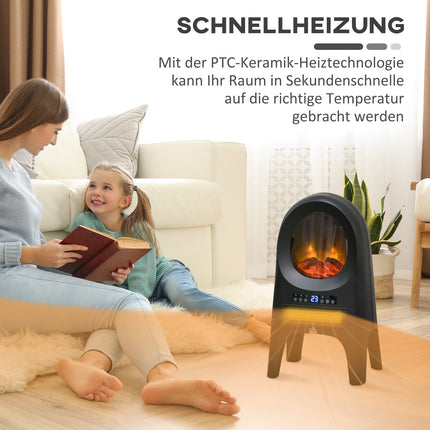 Ceramic fan heater, 2000W, LED Flames & Timer Remote