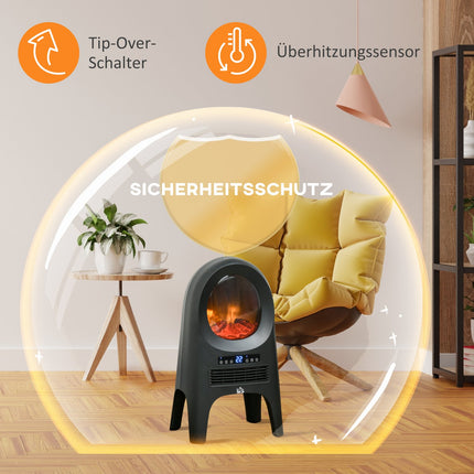 Ceramic fan heater, 2000W, LED Flames & Timer Remote