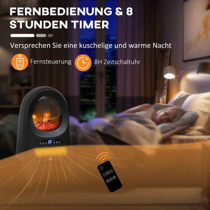 Ceramic fan heater, 2000W, LED Flames & Timer Remote