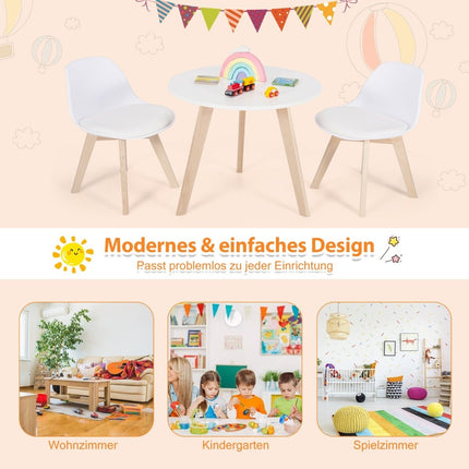 3 PCS. Children's seating group with round table and 2 padded chairs for small children aged 3-8.