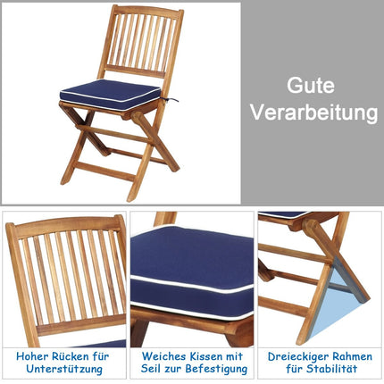 3 PCS. Patio furniture set with round table & 2 chairs & 2 cushions ergonomic seating set blue