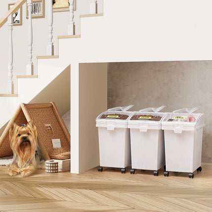 3-Pack 25L Rolling Ingredient Storage Bins With Scoop