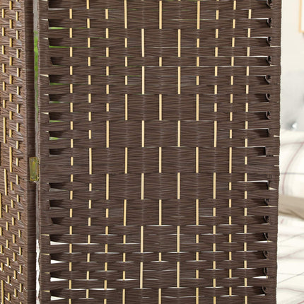 3-Panel Folding Room Divider, Brown Polypropylene, Pine Wood