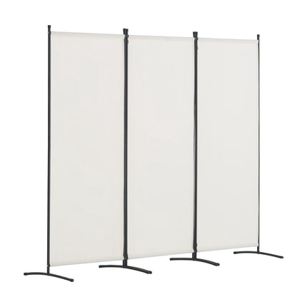 3-Panel Folding Room Divider, Fabric Privacy Screen, White