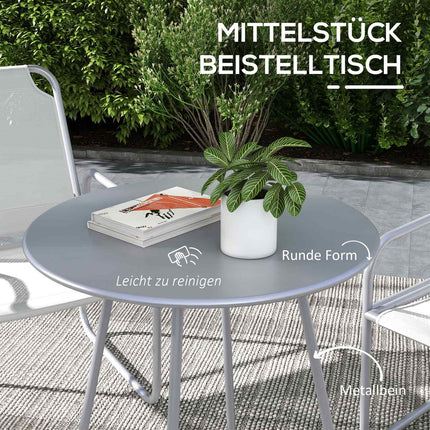 3-piece light gray mesh bistro set for balcony and garden