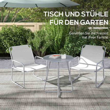 3-piece light gray mesh bistro set for balcony and garden