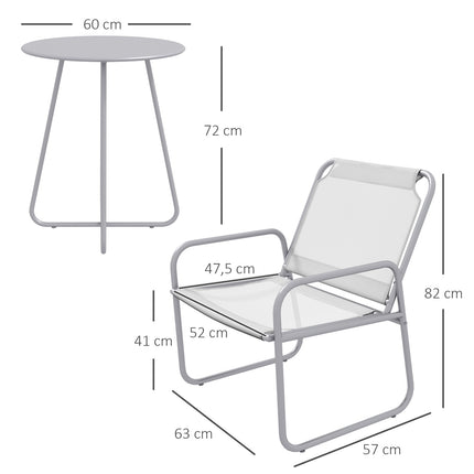 3-piece light gray mesh bistro set for balcony and garden