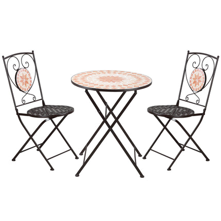 Bistro set - 3 pcs, mosaic metal, table and 2 chairs