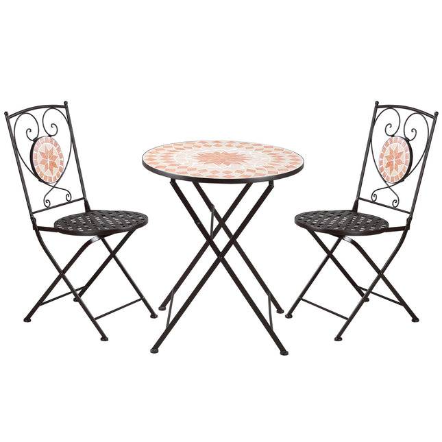 Bistro set - 3 pcs, mosaic metal, table and 2 chairs