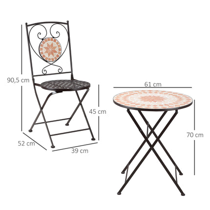 Bistro set - 3 pcs, mosaic metal, table and 2 chairs