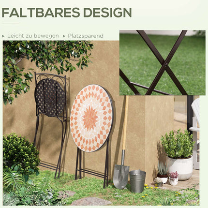 Bistro set - 3 pcs, mosaic metal, table and 2 chairs