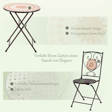 Bistro set - 3 pcs, mosaic metal, table and 2 chairs
