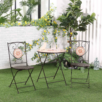 Bistro set - 3 pcs, mosaic metal, table and 2 chairs