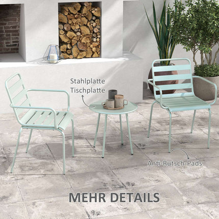 Outdoor Bistro Set - Steel table & chairs, green