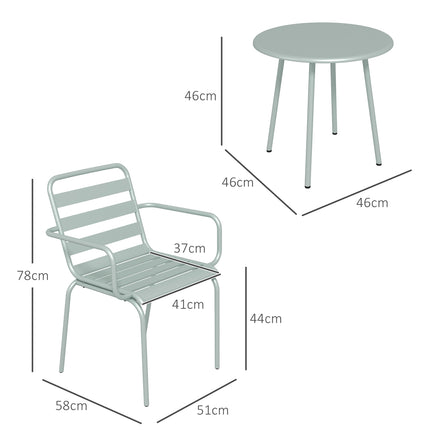 Outdoor Bistro Set - Steel table & chairs, green