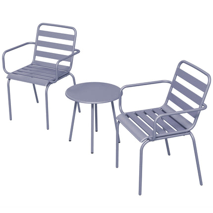 Light gray 3-piece bistro set - steel table and chairs