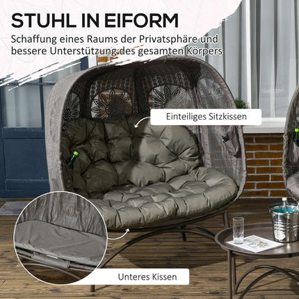 Wicker garden chair set - 3 pcs with table and cushions