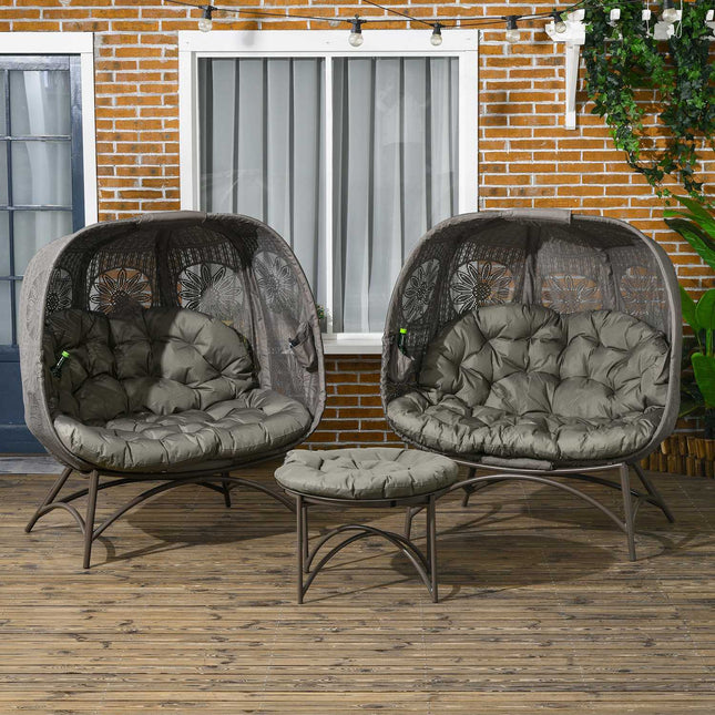 Wicker garden chair set - 3 pcs with table and cushions