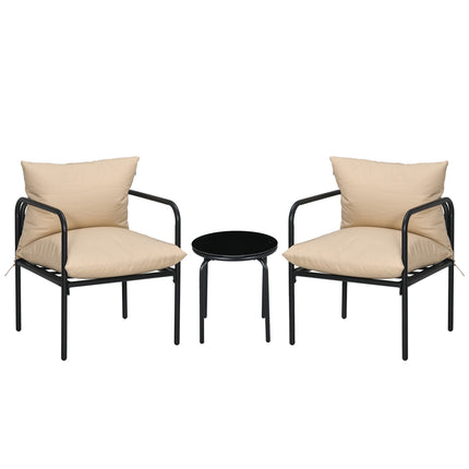 Garden Bistro Set: 3-piece steel furniture with cushions