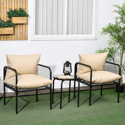 Garden Bistro Set: 3-piece steel furniture with cushions