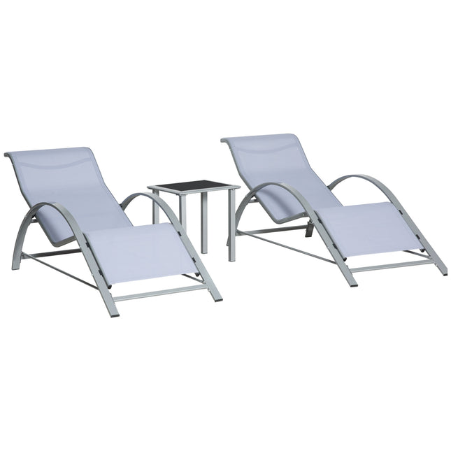 Garden chair set with table - metal mesh, 3 pcs, grey
