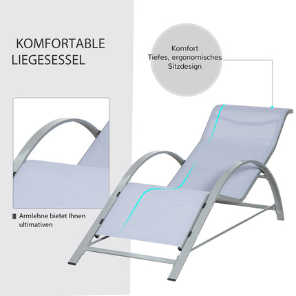 Garden chair set with table - metal mesh, 3 pcs, grey